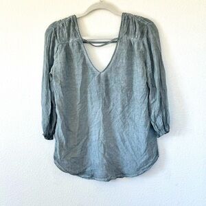 2 FOR $20 Young Fabulous & Broke Size Gray Deep V Neck Peasant Top Blouse Size S